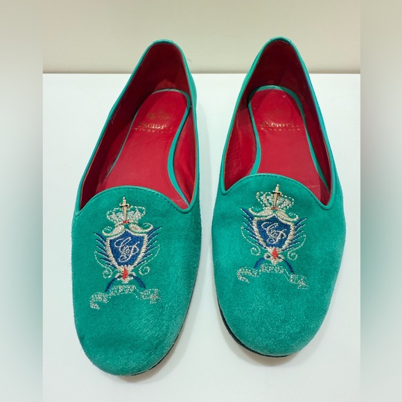 Paciotti Women's turquoise  Embroidered Loafers Size 39 , made in Italy. - Picture 5 of 15